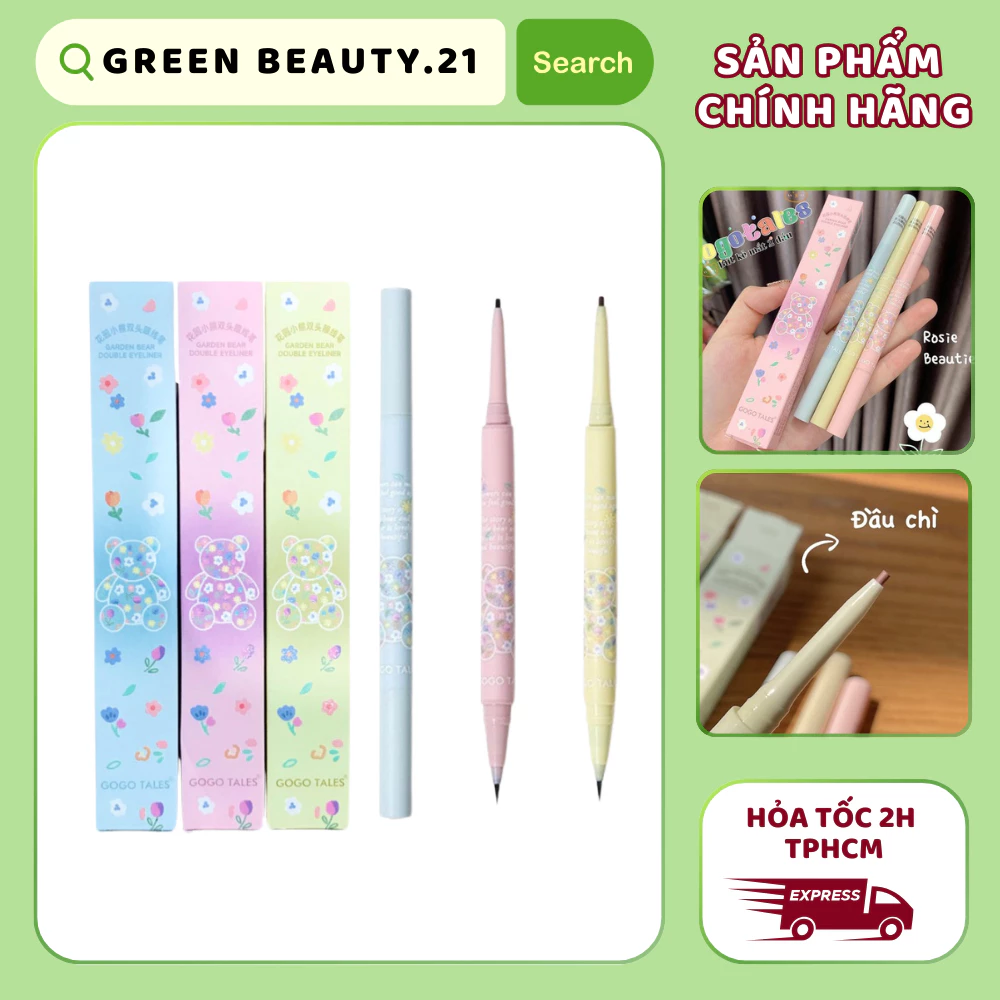 Bút Kẻ Mắt 2 Đầu Chống Nước GOGO TALES Garden Bear GT408