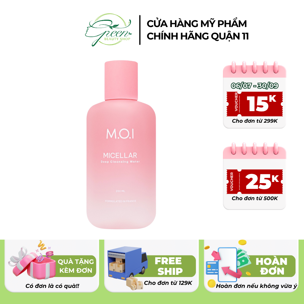 Nước tẩy trang M.O.I Micellar Deep Cleansing Water sạch sâu dịu nhẹ 250ml