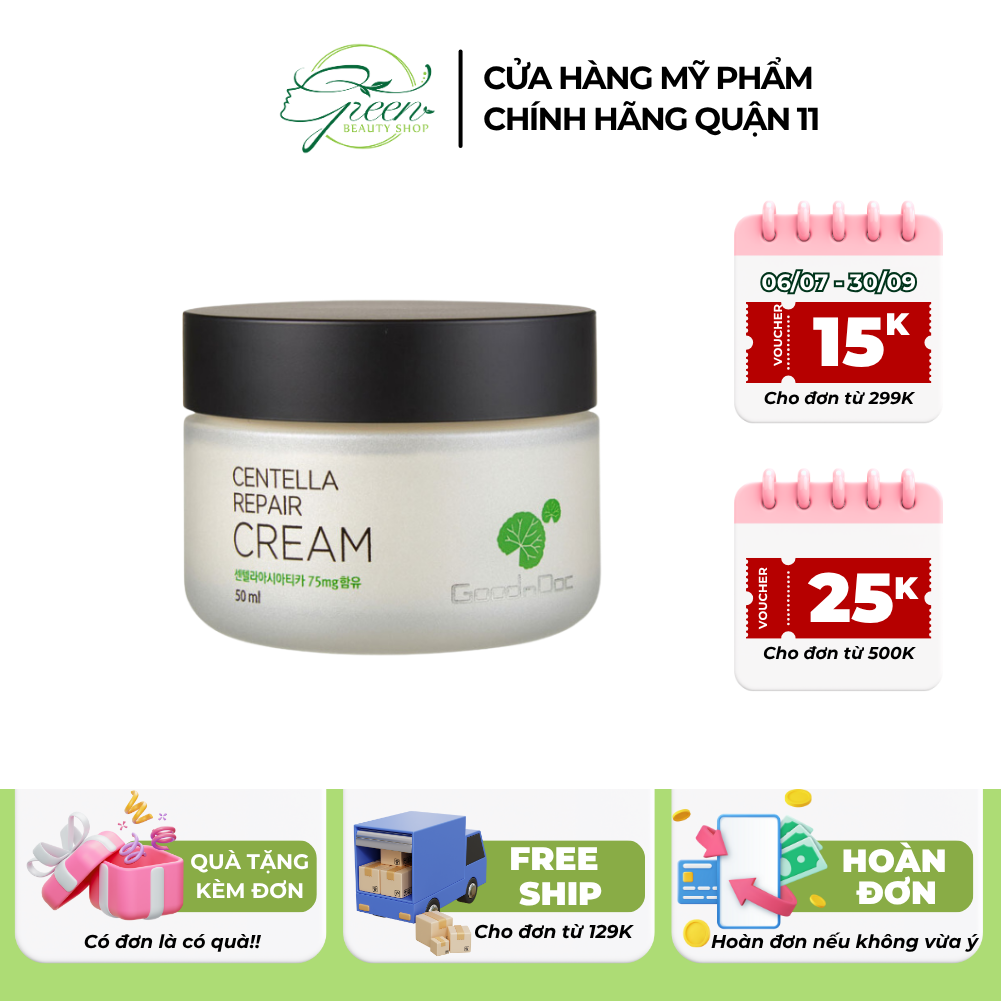 Kem Dưỡng Ẩm GoodnDoc Kem Dưỡng Rau Má Giảm Thâm Nám Chống Lão Hóa - Centella Repair Cream 50g