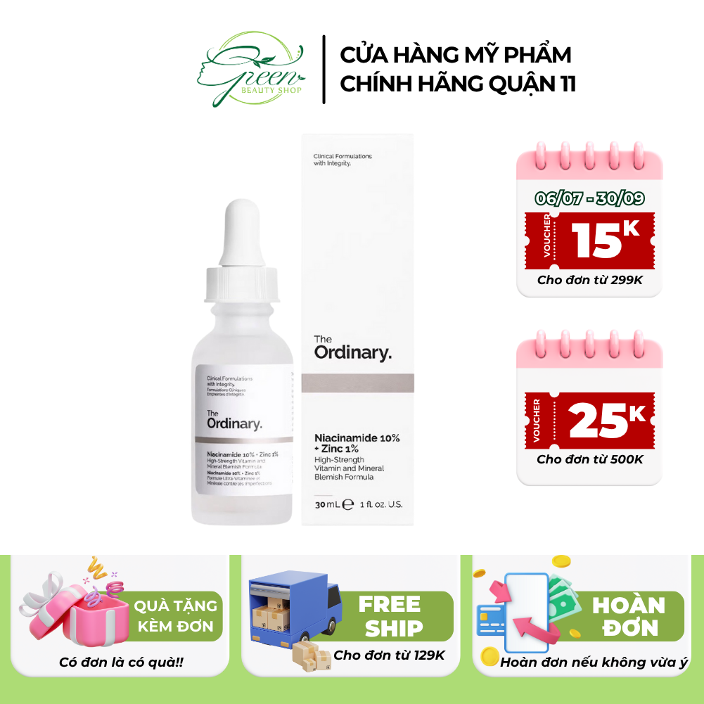 Serum The Ordinary Niacinamide 10% + Zinc 1% Giúp Cân Bằng Bã Nhờn Làm Sáng Da Thu Nhỏ Lỗ Chân Lông 30ml
