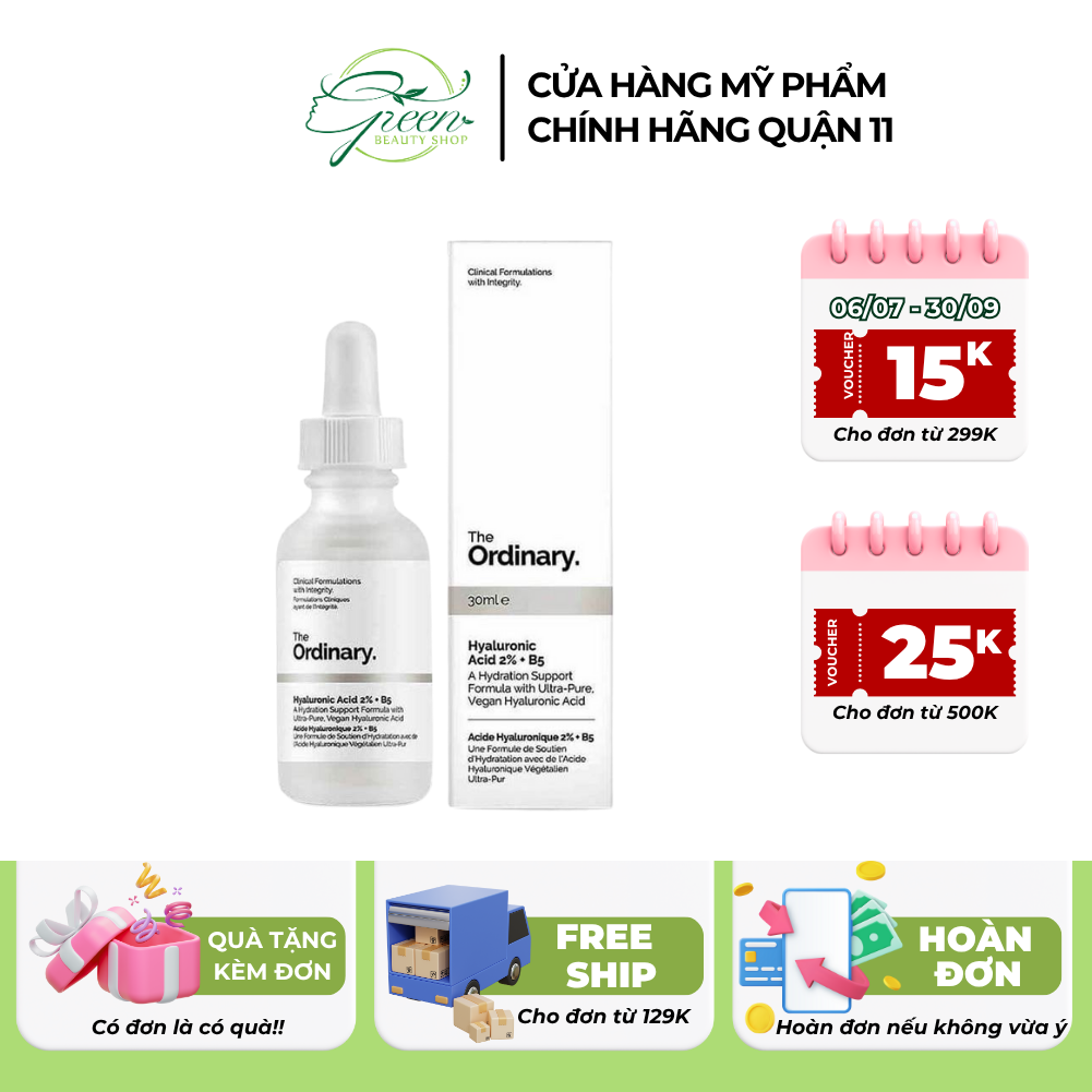 SERUM - Tinh chất cấp ẩm hồi phục The Ordinary Hyaluronic Acid 2% + B5 30ml của Canada