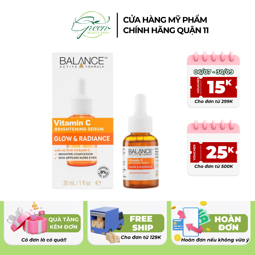 Serum Dưỡng Sáng Da, Mờ Thâm Balance Active Formula Vitamin C Brightening Serum Glow & Radiance 30ml