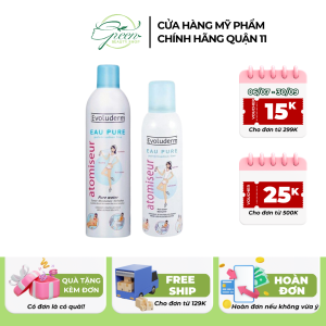 [XỊT KHOÁNG] Nước Xịt khoáng Evoluderm Atomiseur Eau Pure chính hãng dưỡng ẩm, làm dịu da 150ml