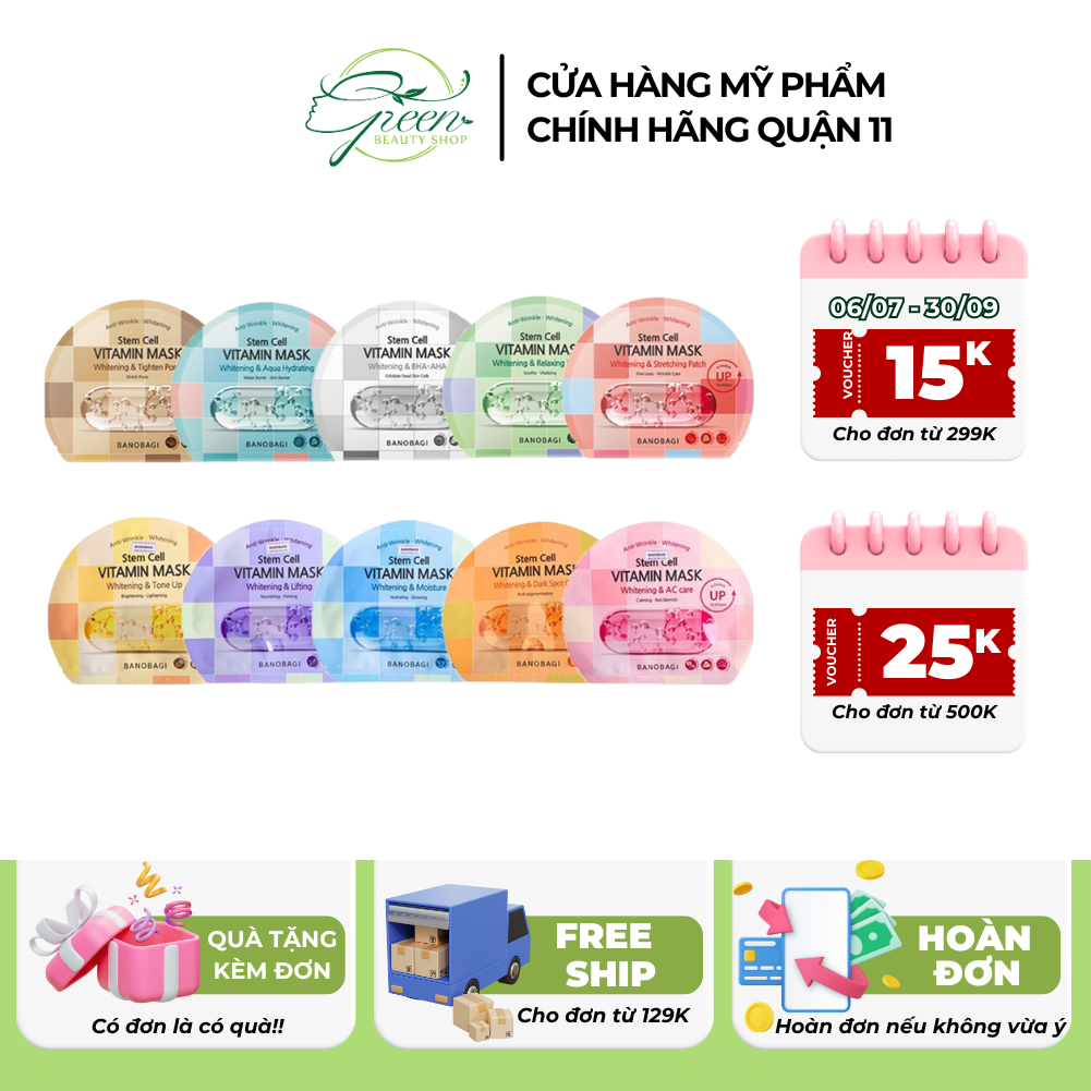 Mặt Nạ Giấy Dưỡng Ẩm Trắng Da BANOBAGI Stem Cell Vitamin Mask 30ml