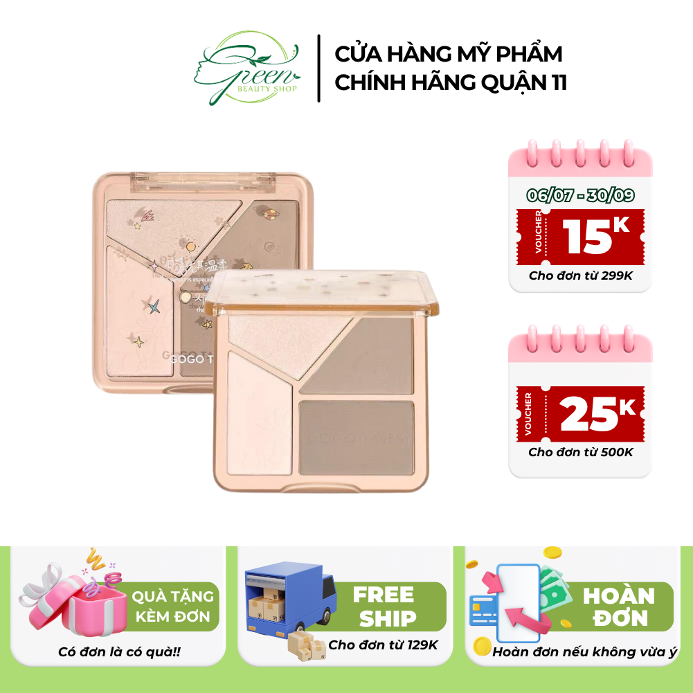 Phấn tạo khối bắt sáng highlight GOGOTALES The Sunset GT431 đa năng lâu trôi lên màu chuẩn chính hãng