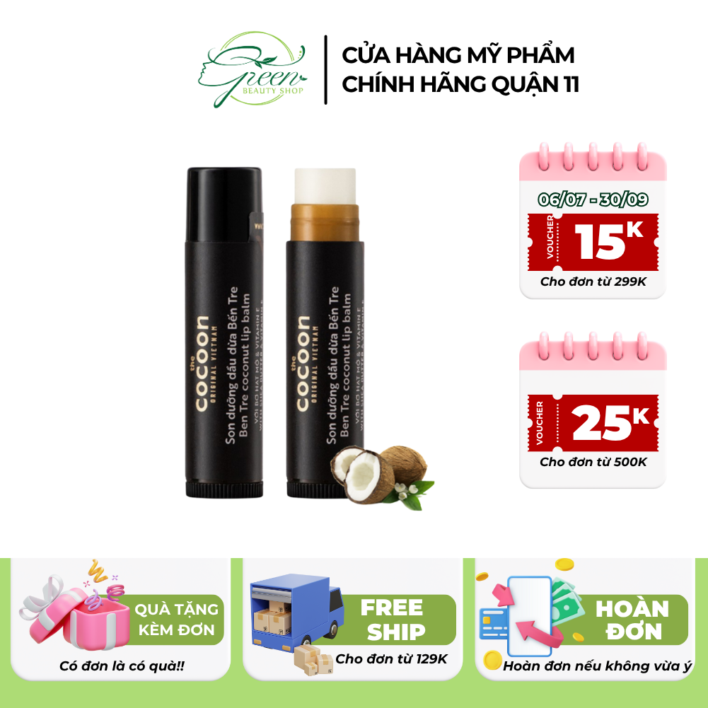 [COCOON] Son dưỡng dầu dừa Bến Tre Cocoon dưỡng ẩm môi 5g